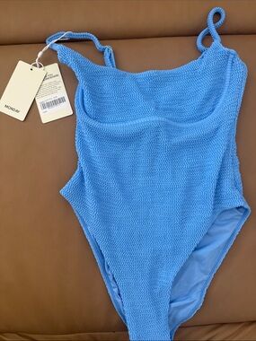 Monday Swimwear Light Blue Textured One-Piece Swimsuit